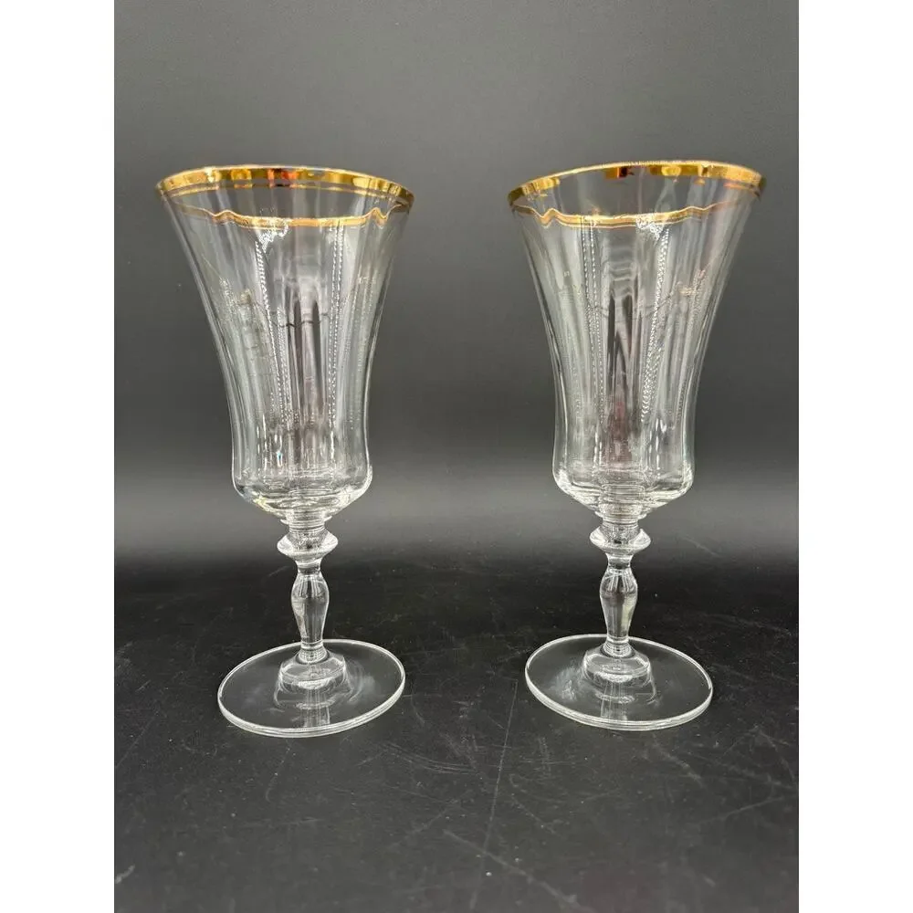 Mikasa Jamestown Gold Iced Tea Glasses Set of 2 8-1/8